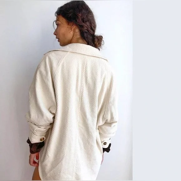 Free People Remi Brown Corduroy Oversized Shirt Jacket - Picture 5 of 17